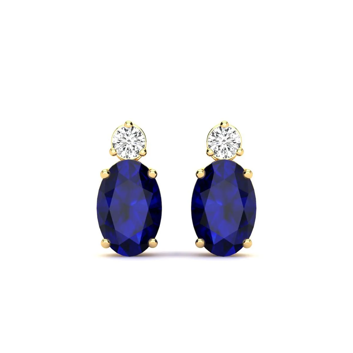 1 1/4 Carat Oval Sapphire And Diamond Stud Earrings In 14 Karat Yellow Gold