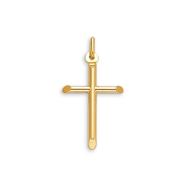 10k Gold Tube Cross - 22mm