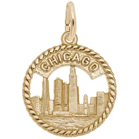 14 Yellow Gold Chicago Skyline Charm