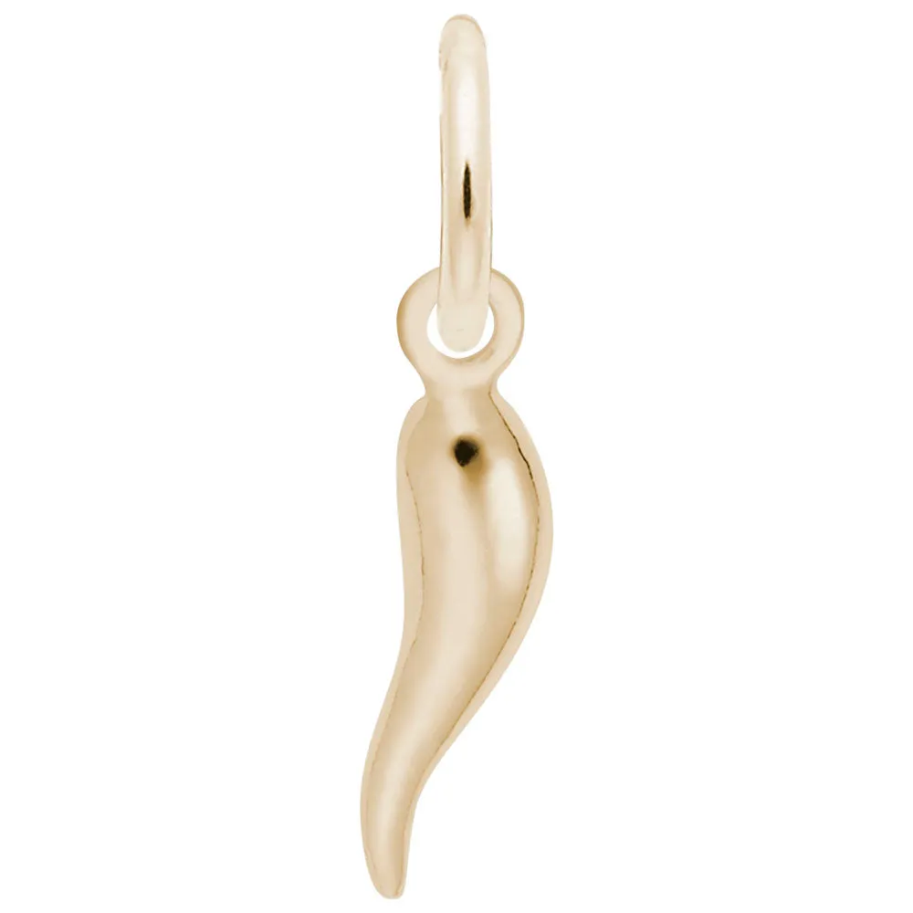 14k Gold Small Italian Horn Charm