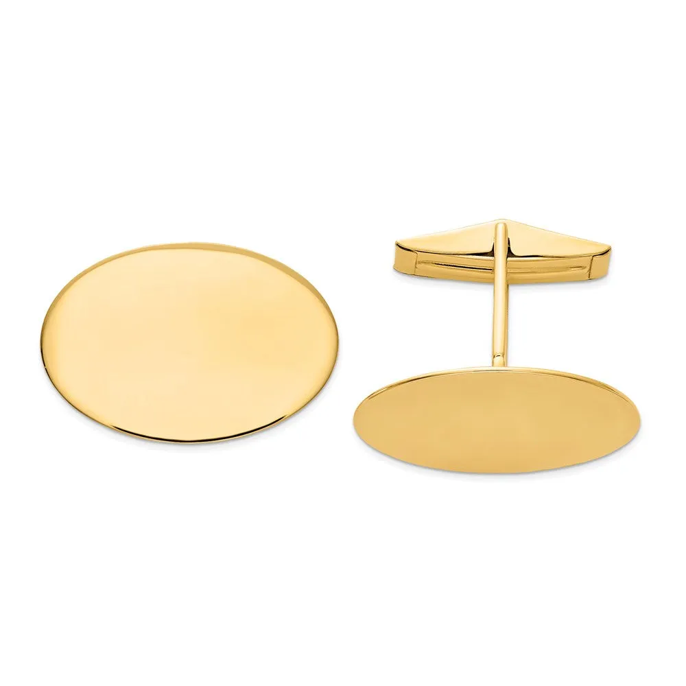 14k Real Gold Men's Oval Cuff Links