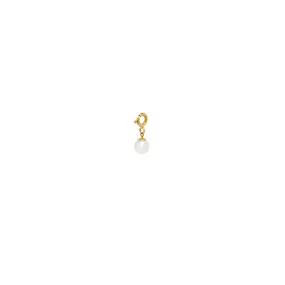 14k white pearl charm pendant with spring ring