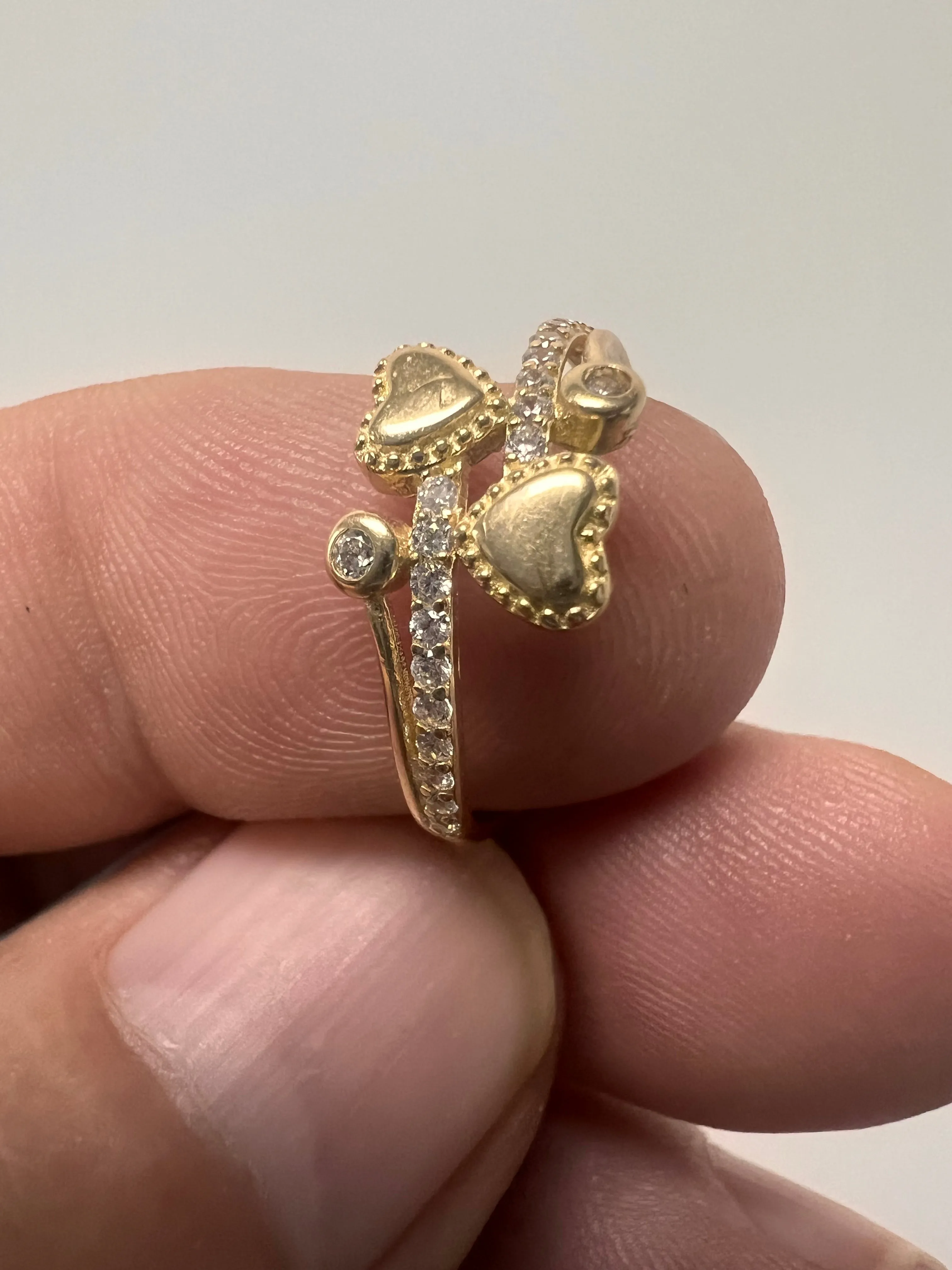 14K Yellow gold hearts ring-227204