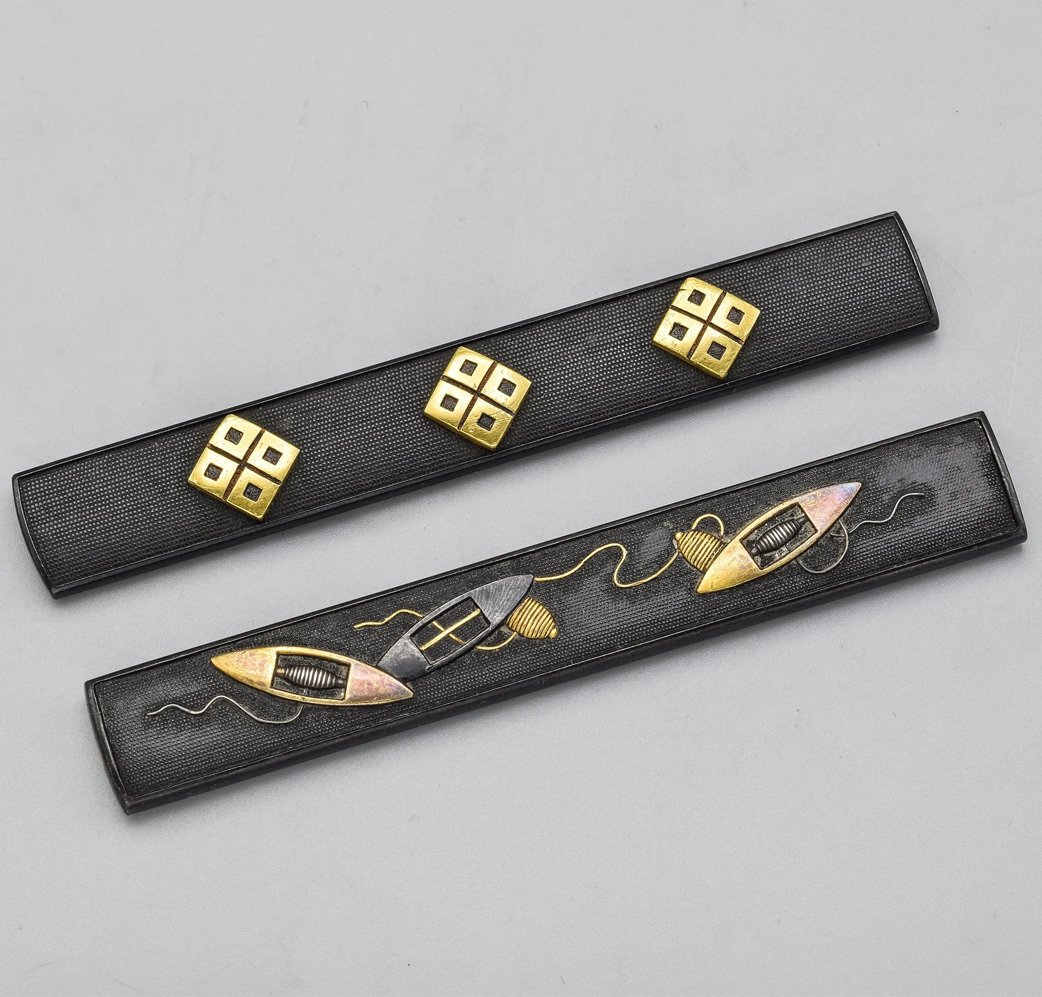 Antique Edo Period Goto-School Shakudo Nanako-Ji Kozuka Set