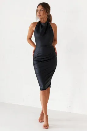 Backless Midi Dress - Matte Black