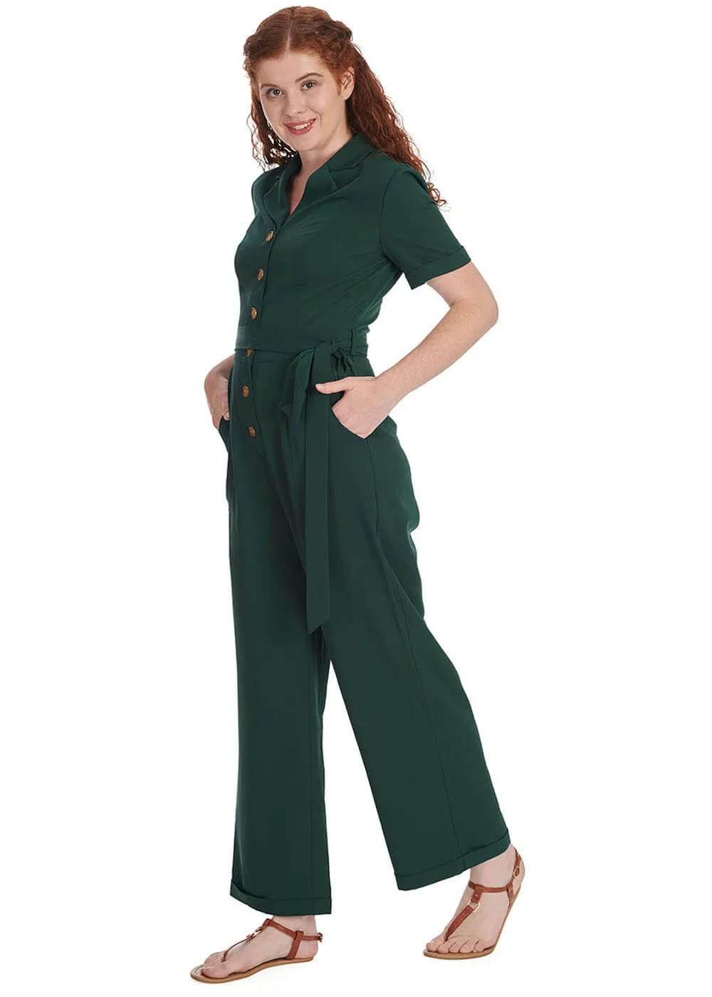 Banned Pleased As Punch 40's Jumpsuit Green