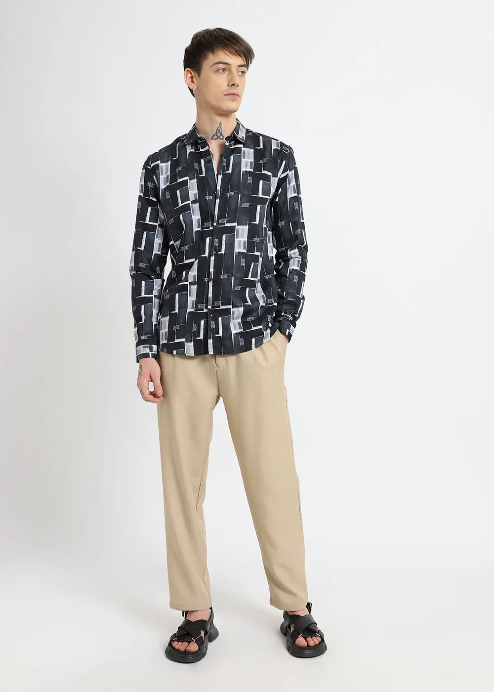 Black Abstractox Printed shirt