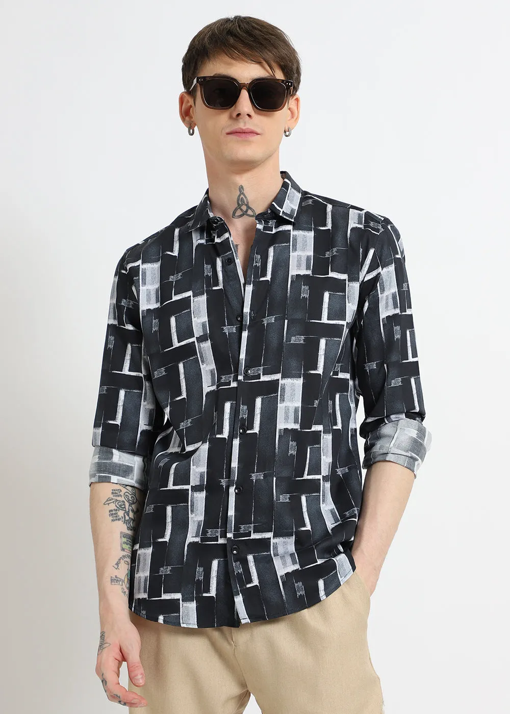 Black Abstractox Printed shirt