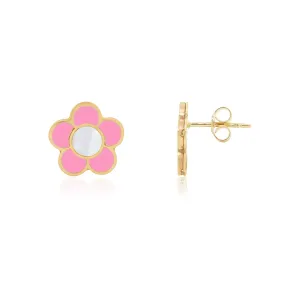 Bubblegum Pink Daisy Stud Earrings