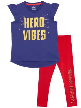 Captain Marvel Top & Leggings Set