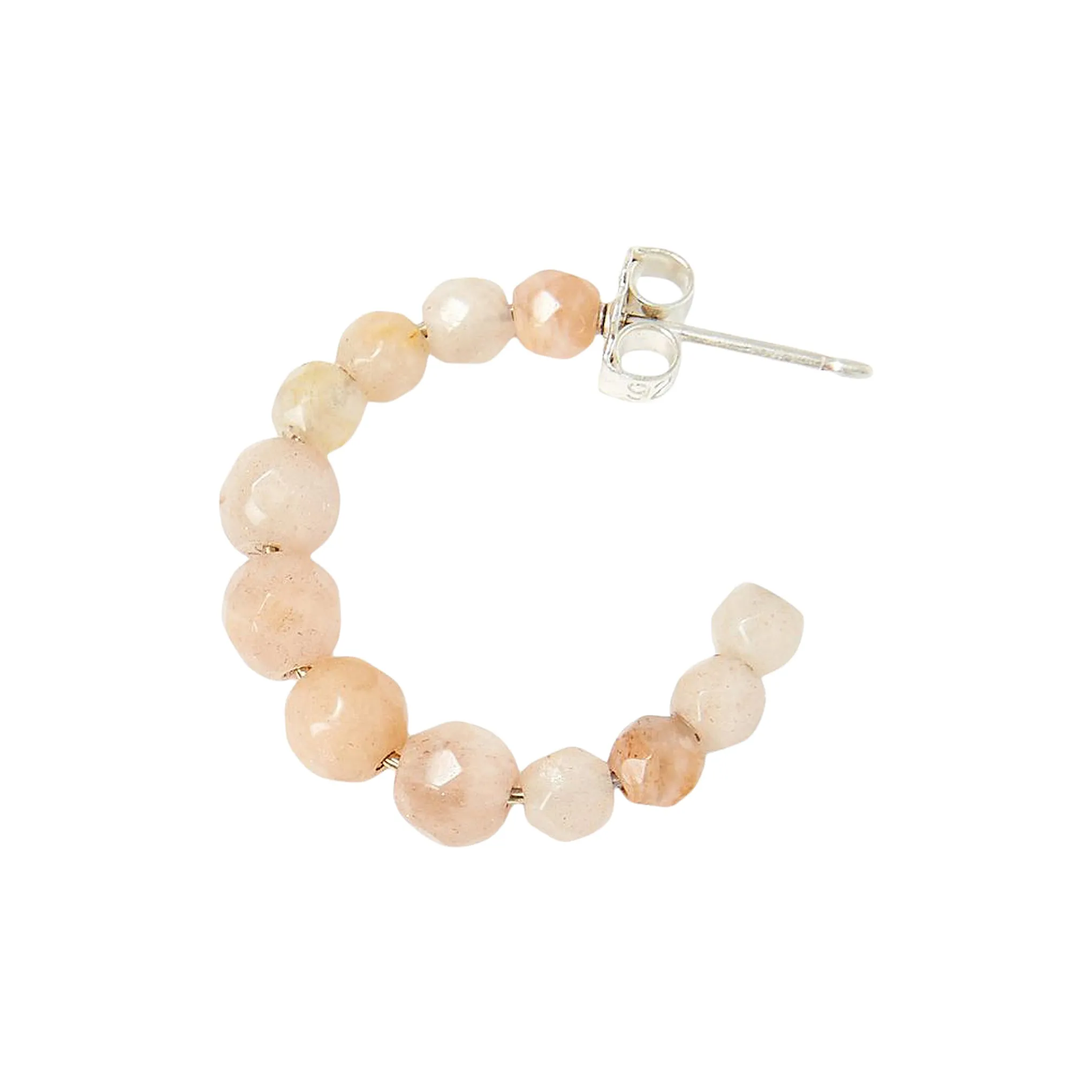 Chan Luu Graduated Stone Small Hoop Earrings in Sunstone and Silver