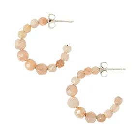 Chan Luu Graduated Stone Small Hoop Earrings in Sunstone and Silver