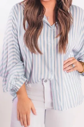 Clarice Striped Button Up Top