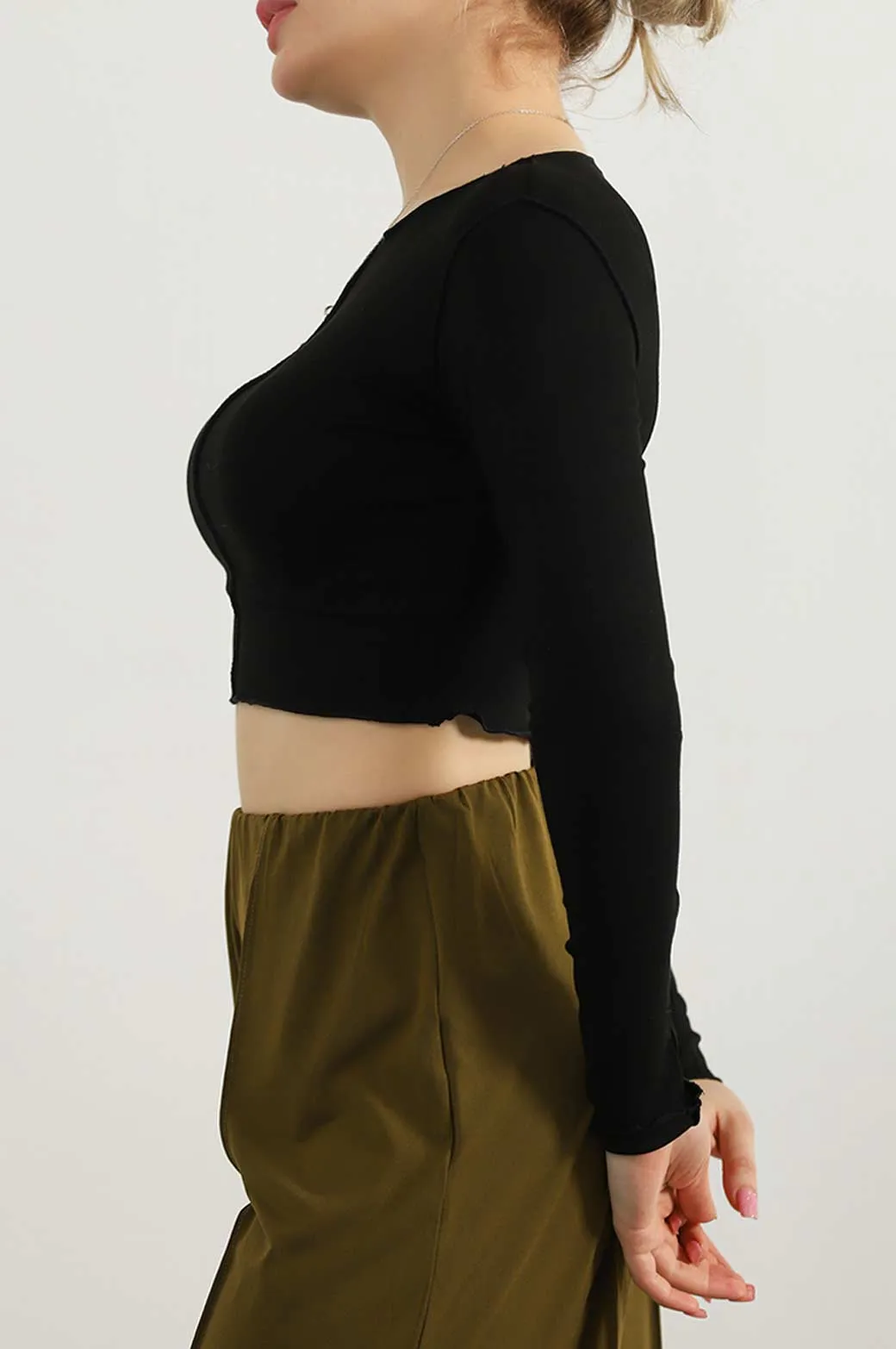 CROPPED T-SHIRT WITH PLEAT