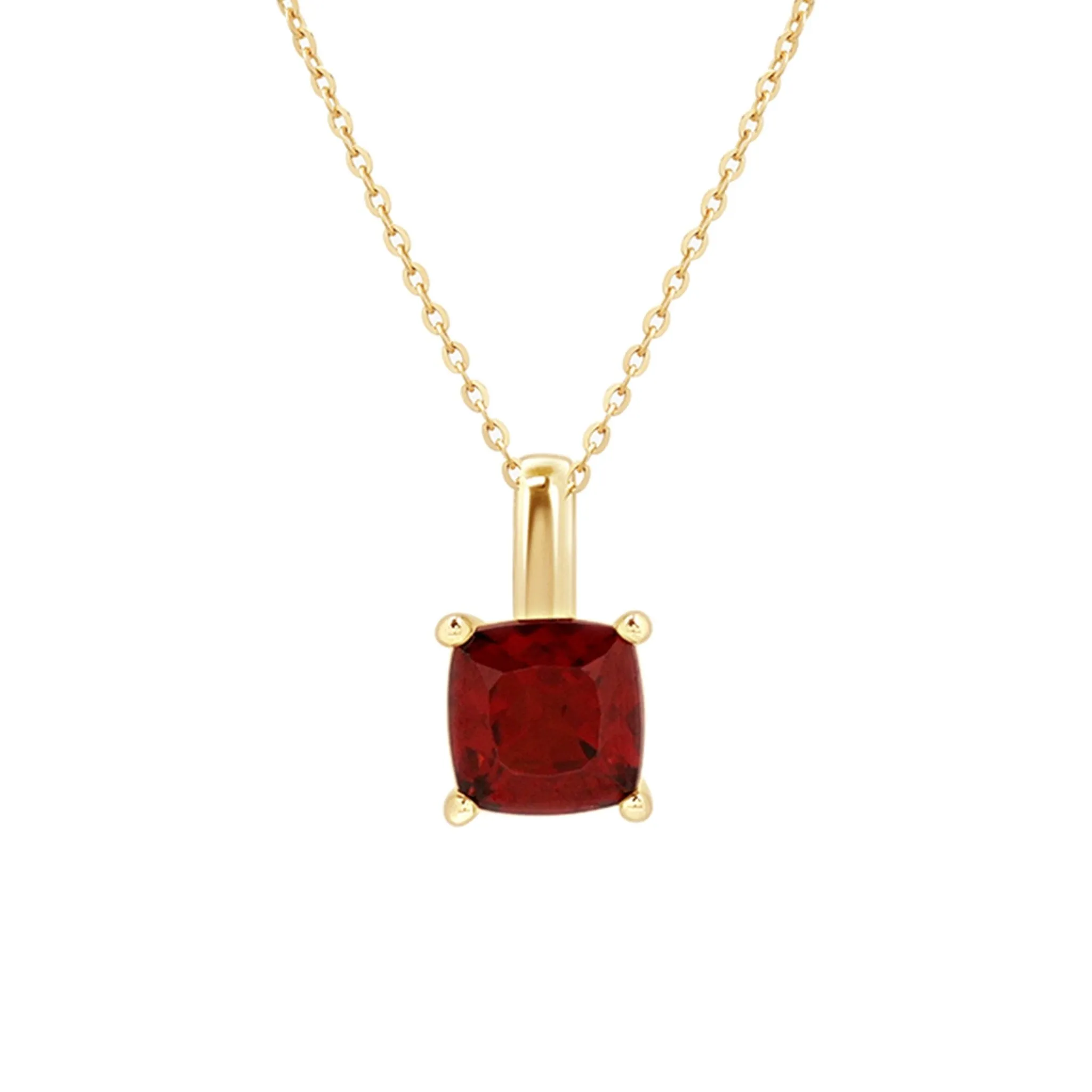 Cushion Cut Garnet Pendant Necklace