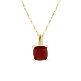 Cushion Cut Garnet Pendant Necklace