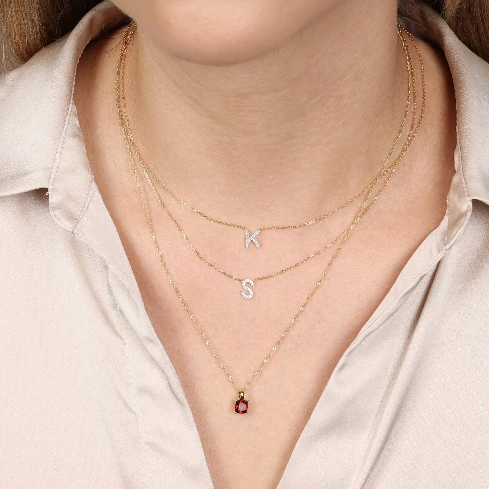 Cushion Cut Garnet Pendant Necklace