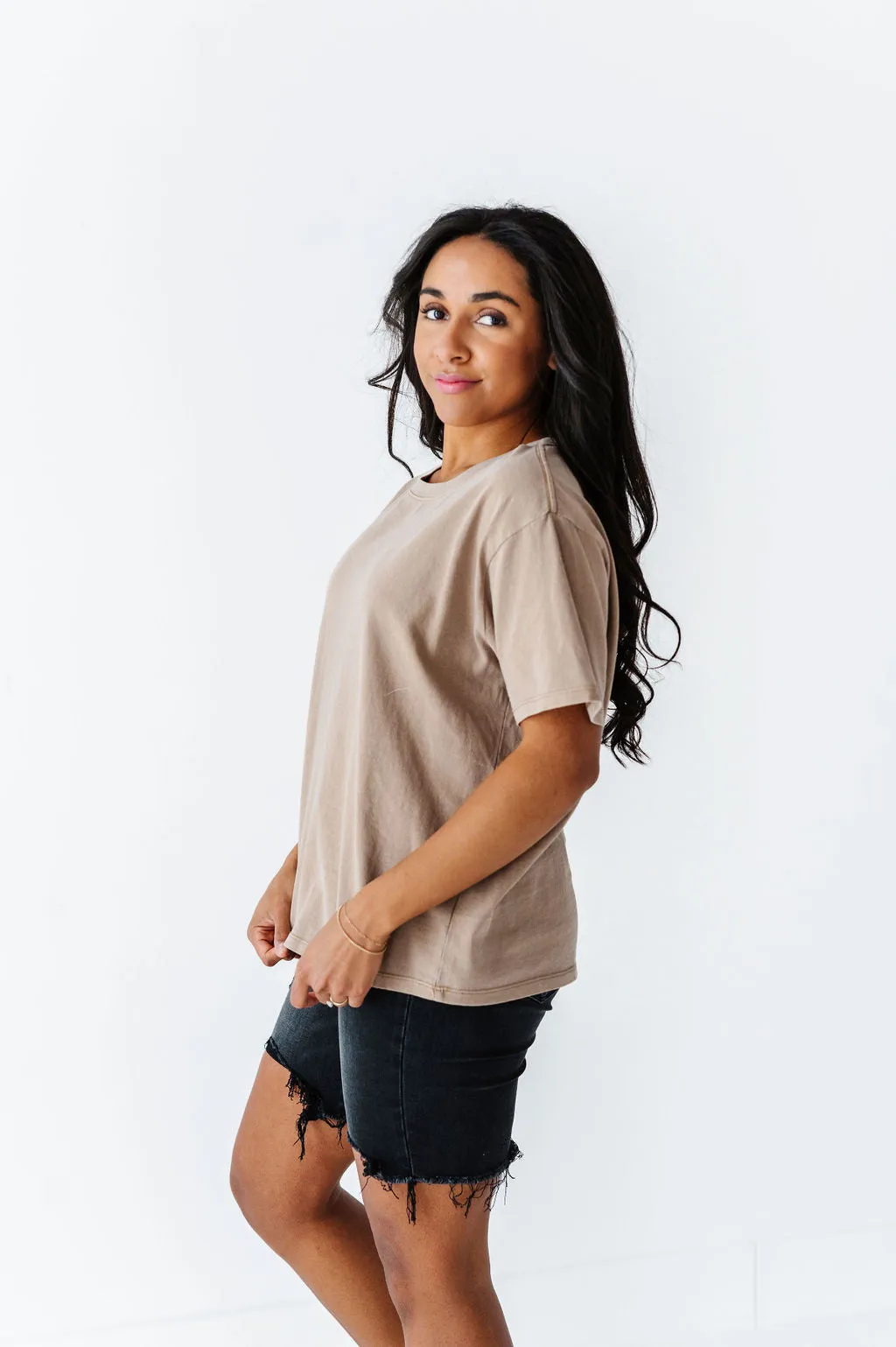 Dakota Crewneck Tee in Mocha