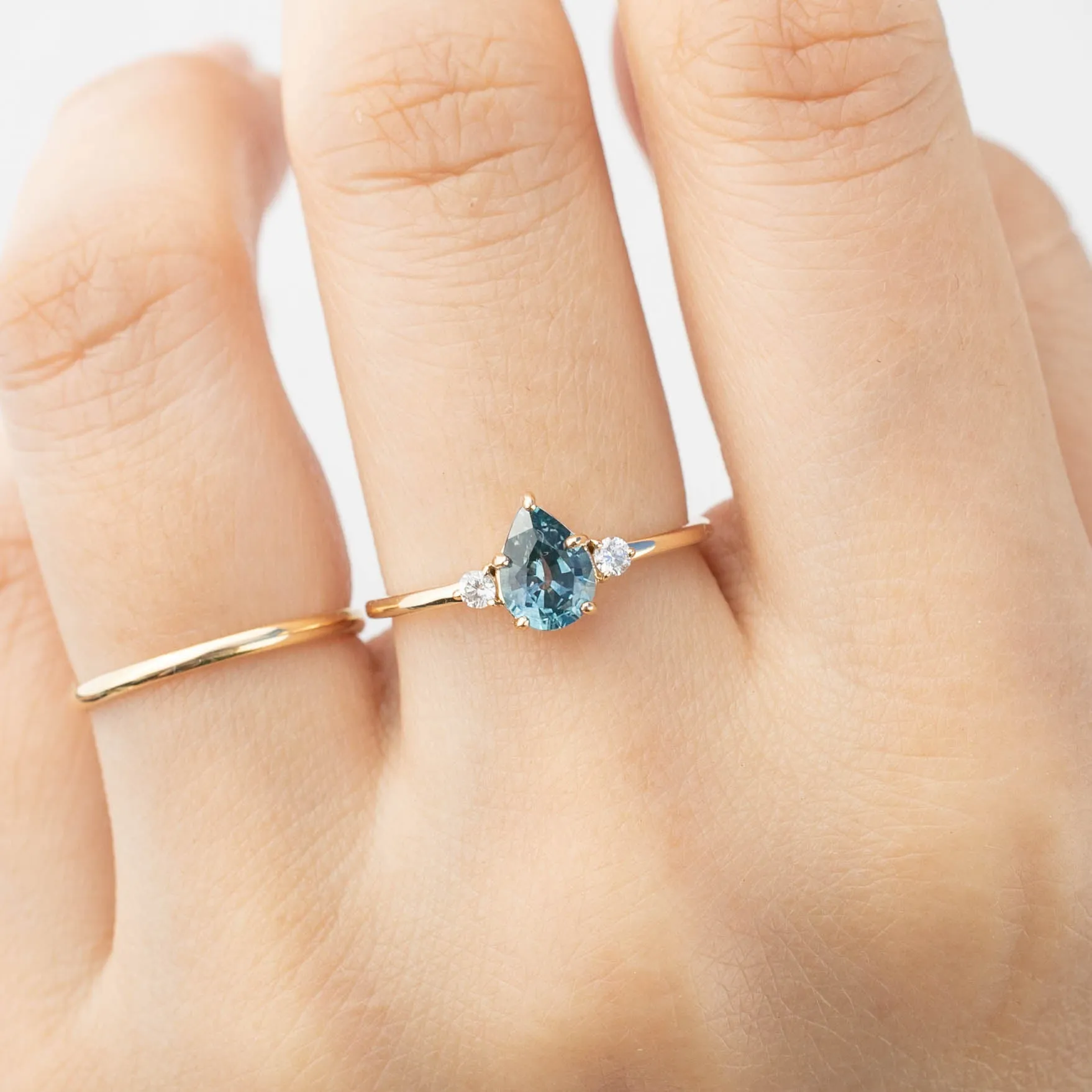 Emilie Ring - 0.62ct Pear Cut Light Blue Montana Sapphire (One of a kind)