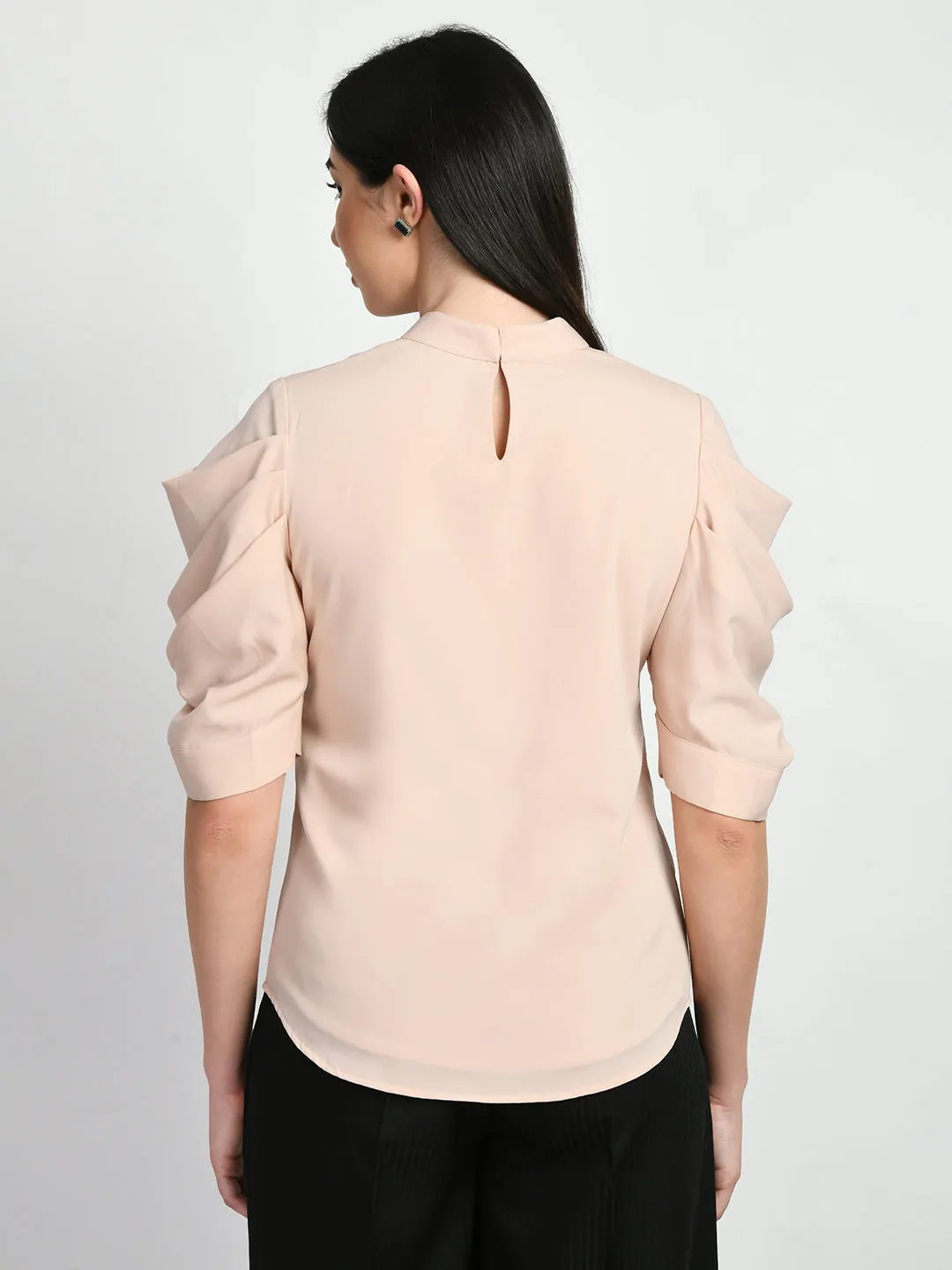 Exude Purpose Cowl Sleeves Top (Peach)