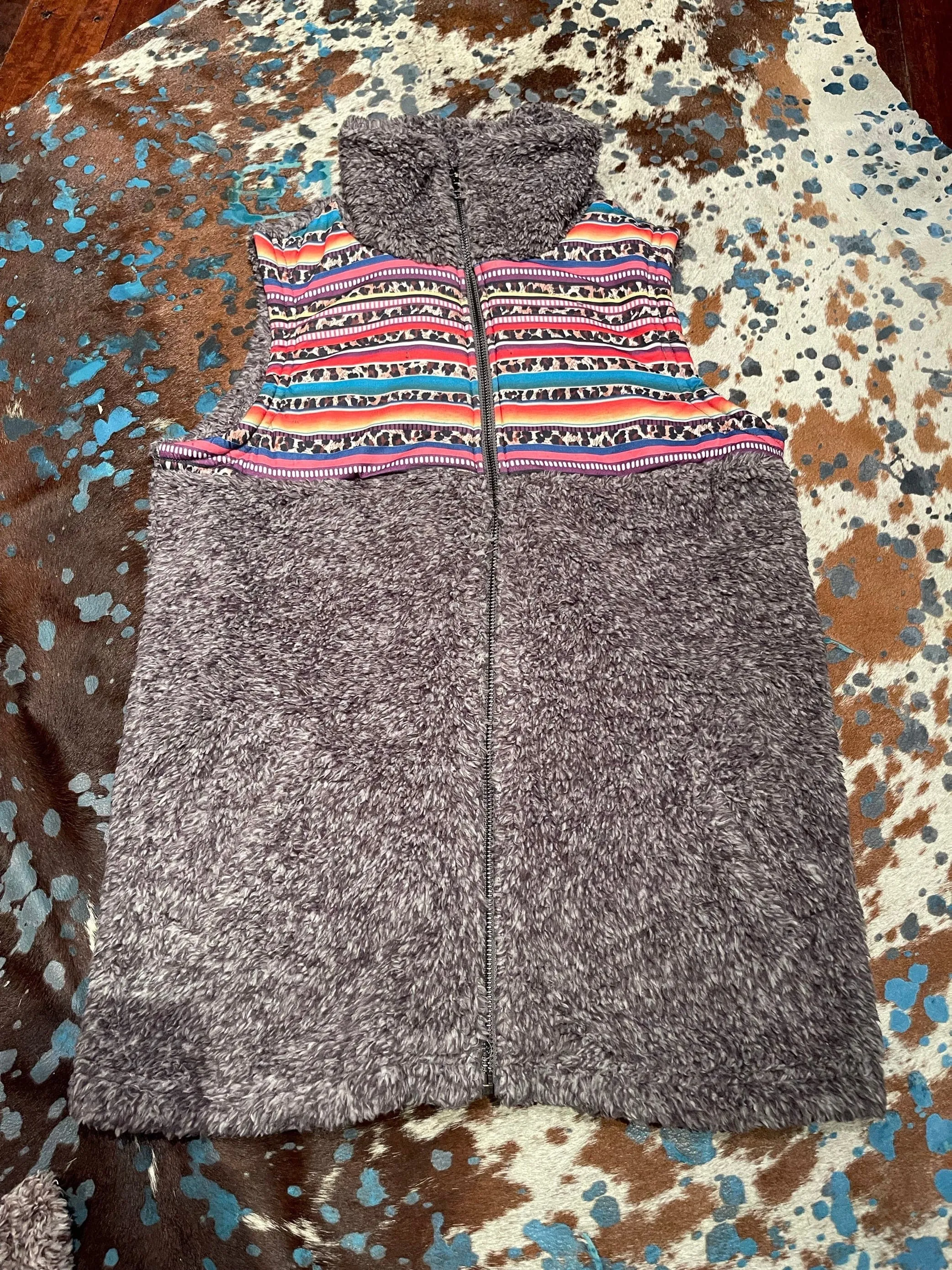 Grey serape sherpa VEST