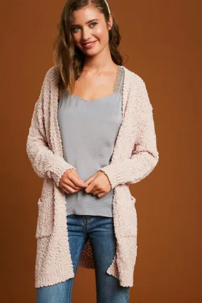 Hailey Popcorn Cardi in Powder Pink