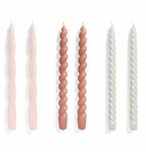 HAY Candle – Set of 6 – Long Mix – Light Rose, Mauve, Light Grey