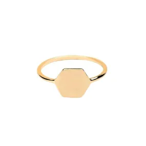 Hexagon Initial Signet Ring