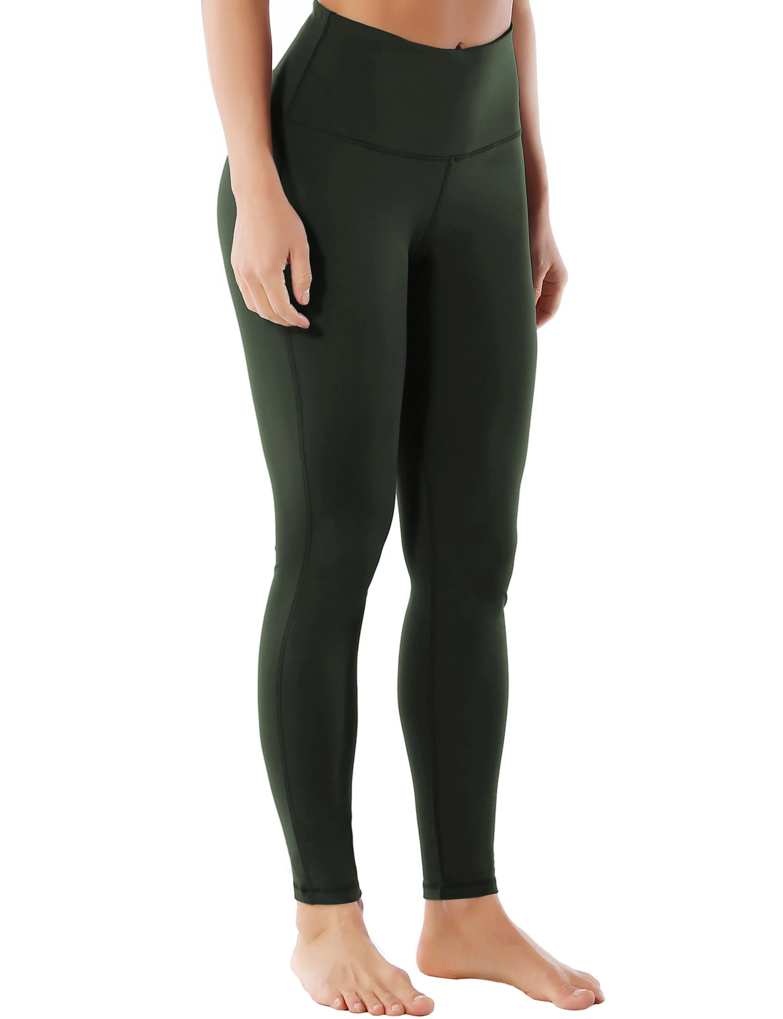 High Waist Side Line Yoga Pants olivegray