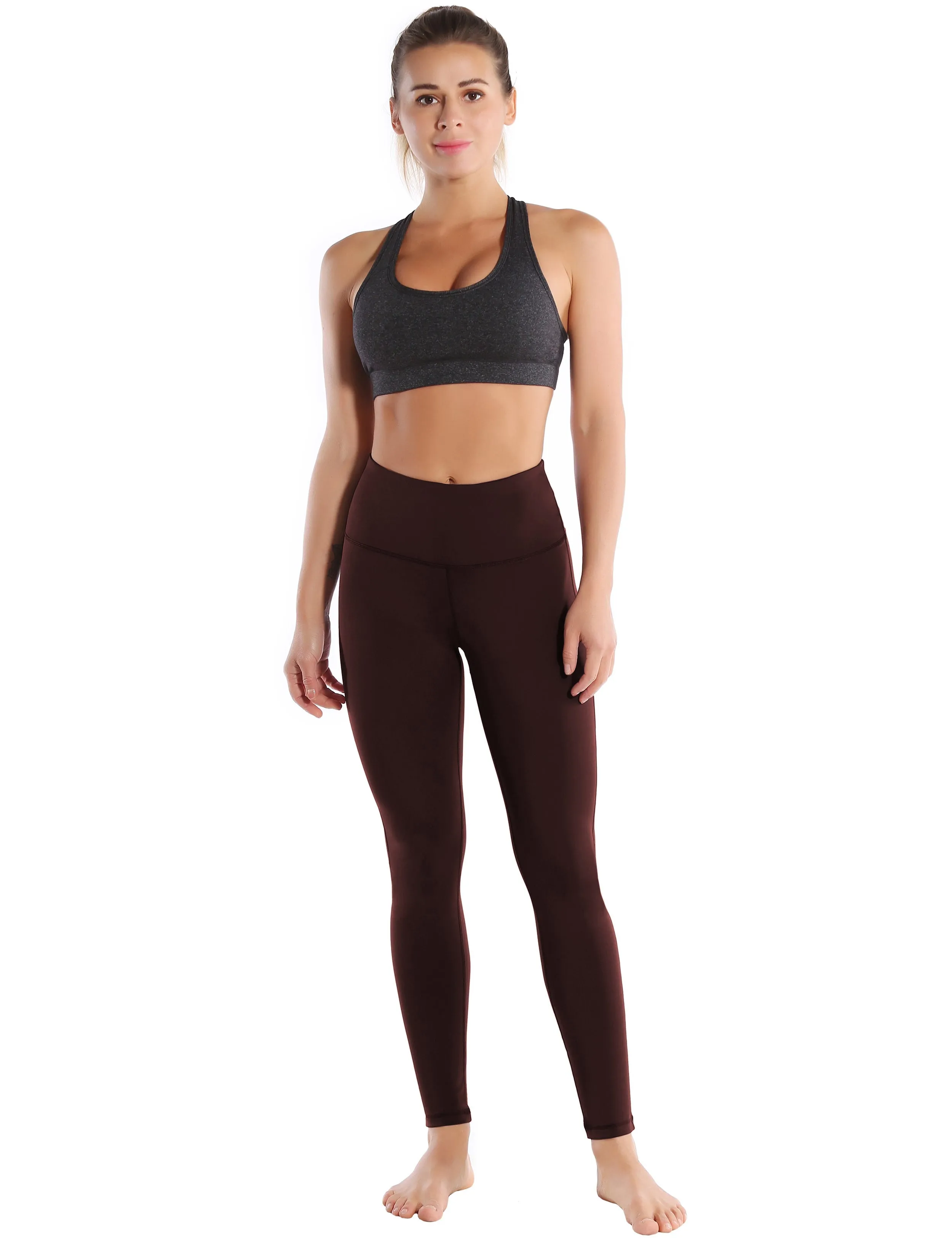 High Waist Side Line yogastudio Pants mahoganymaroon_yogastudio