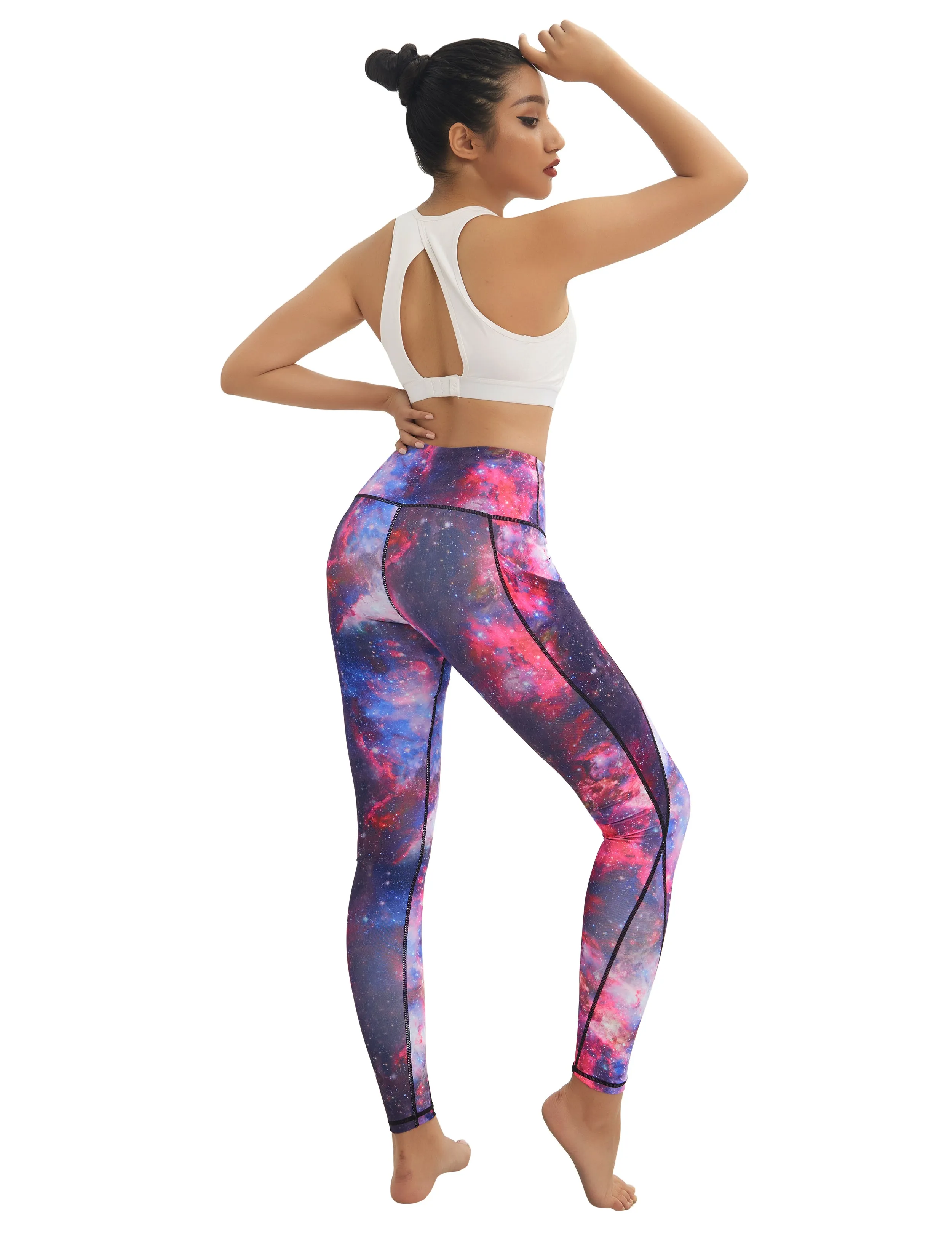 High Waist Side Pockets Yoga Pants galaxy