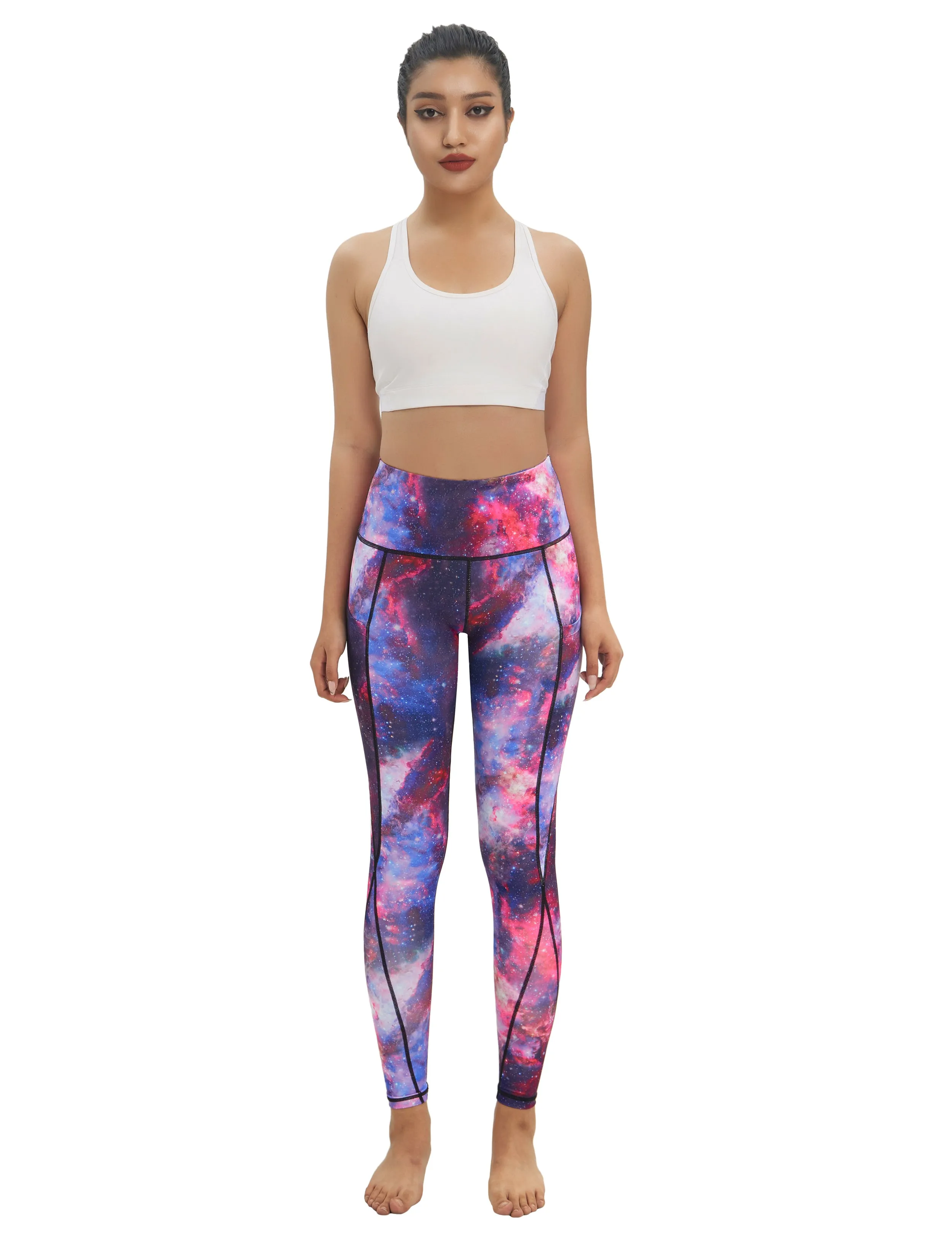 High Waist Side Pockets Yoga Pants galaxy