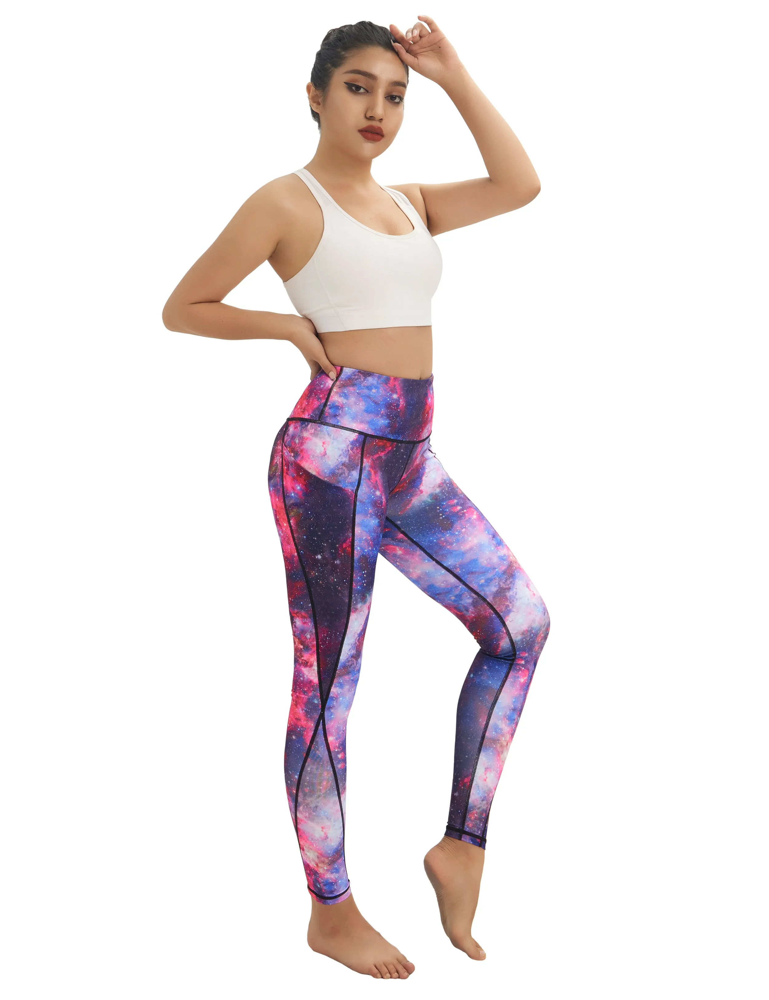 High Waist Side Pockets Yoga Pants galaxy