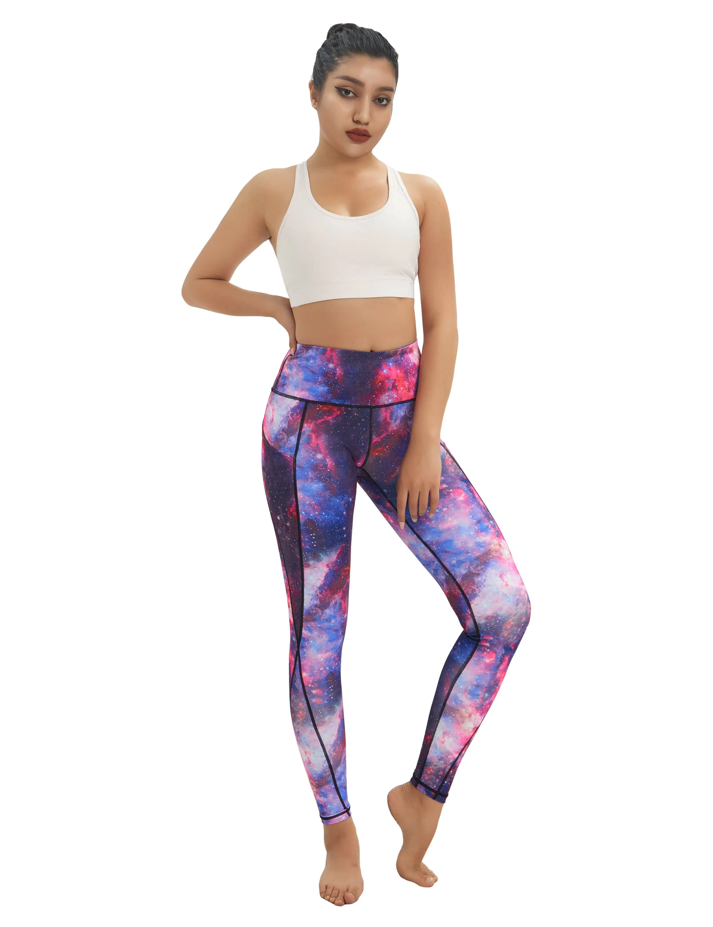 High Waist Side Pockets Yoga Pants galaxy