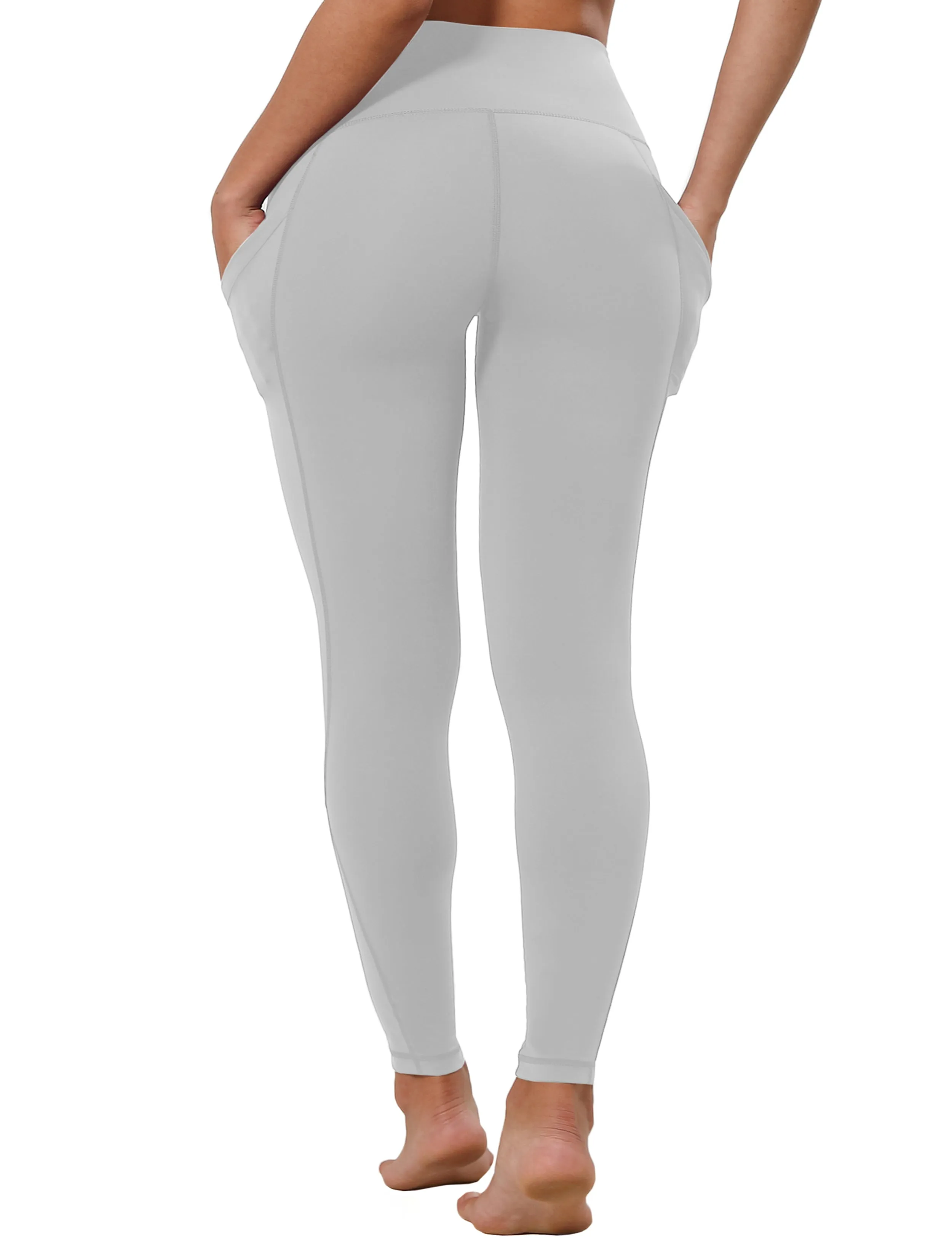 High Waist Side Pockets Yoga Pants lightgray