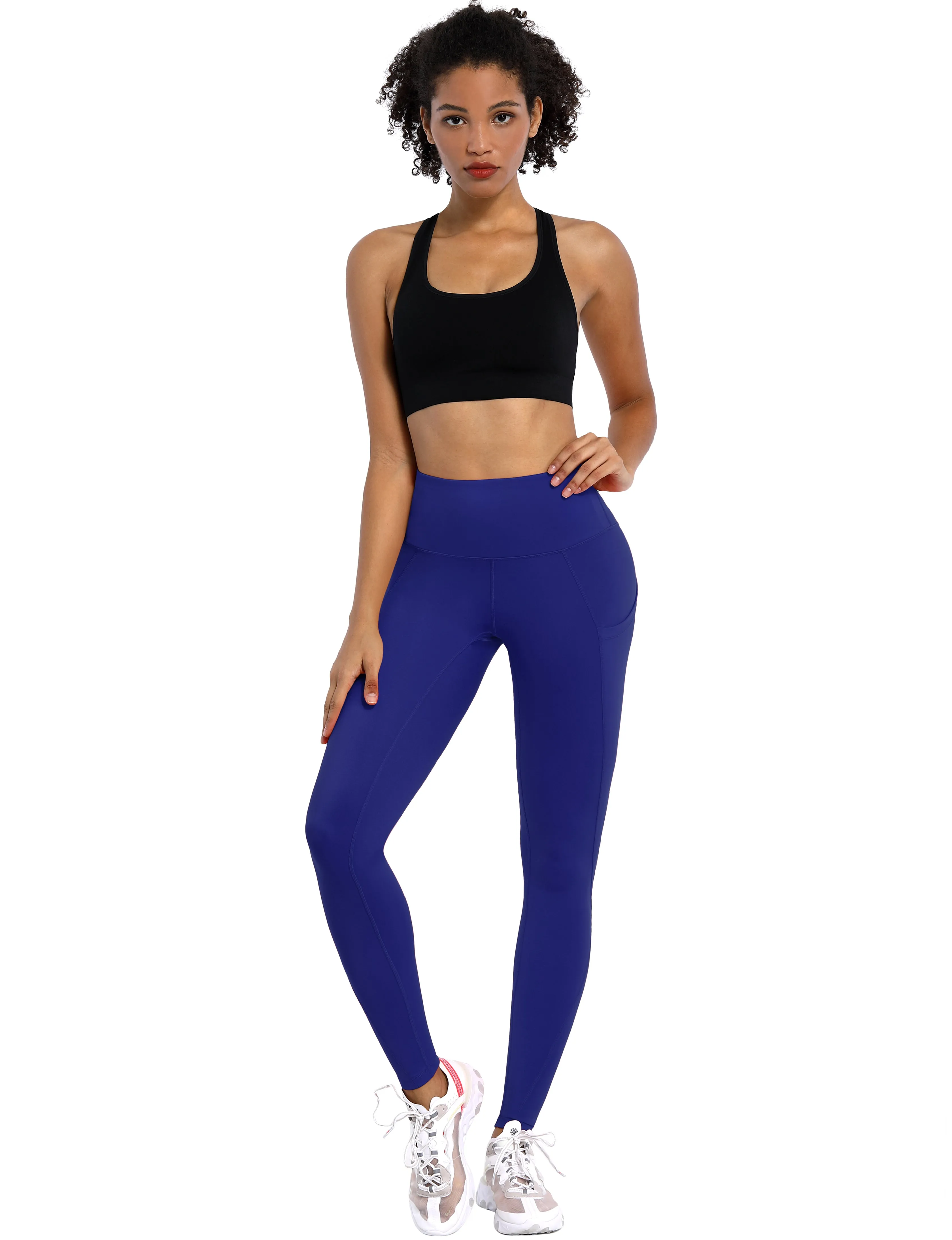 High Waist Side Pockets Yoga Pants navy