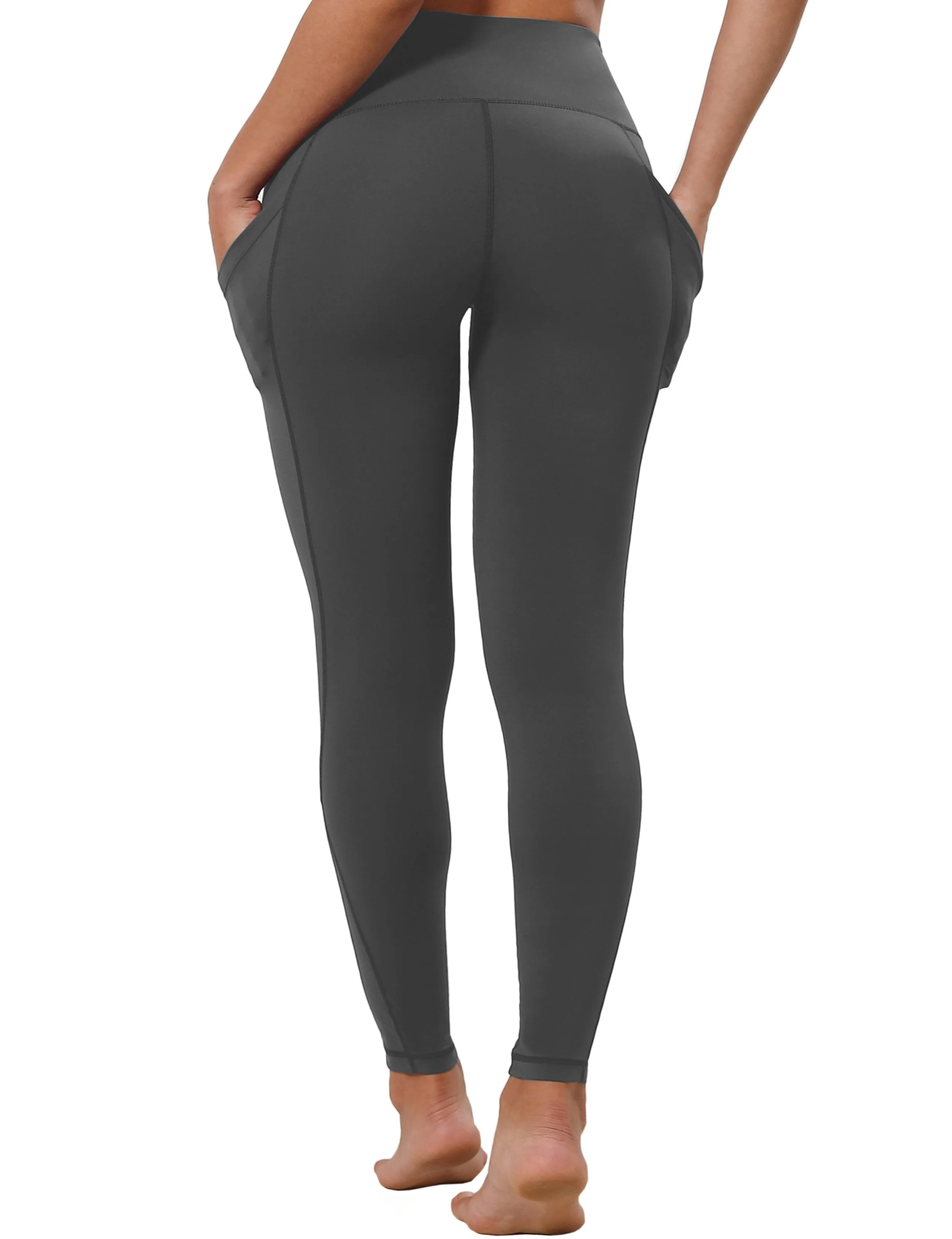 High Waist Side Pockets Yoga Pants shadowcharcoal ins