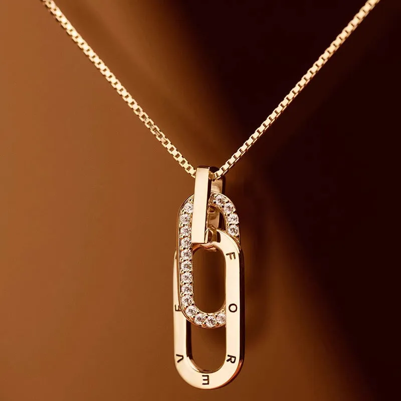 Interlinked Diamond Chain Pendant Necklace