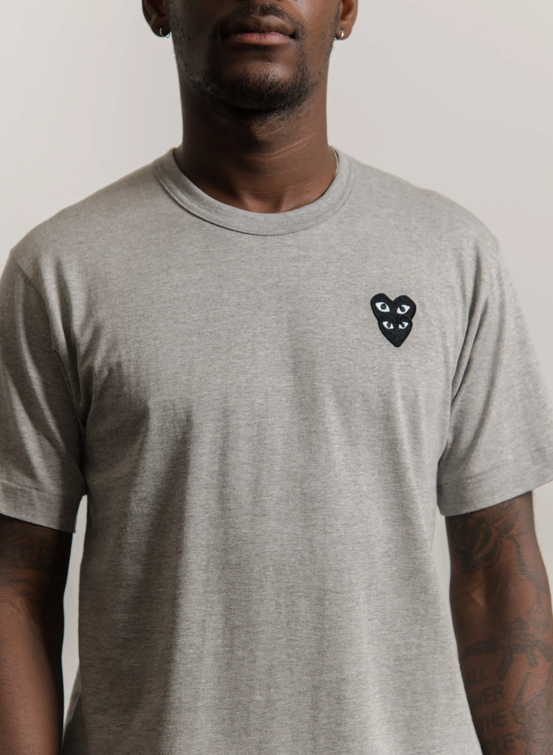 Layered Double Emblem Short Sleeve Tee Grey/Black T296