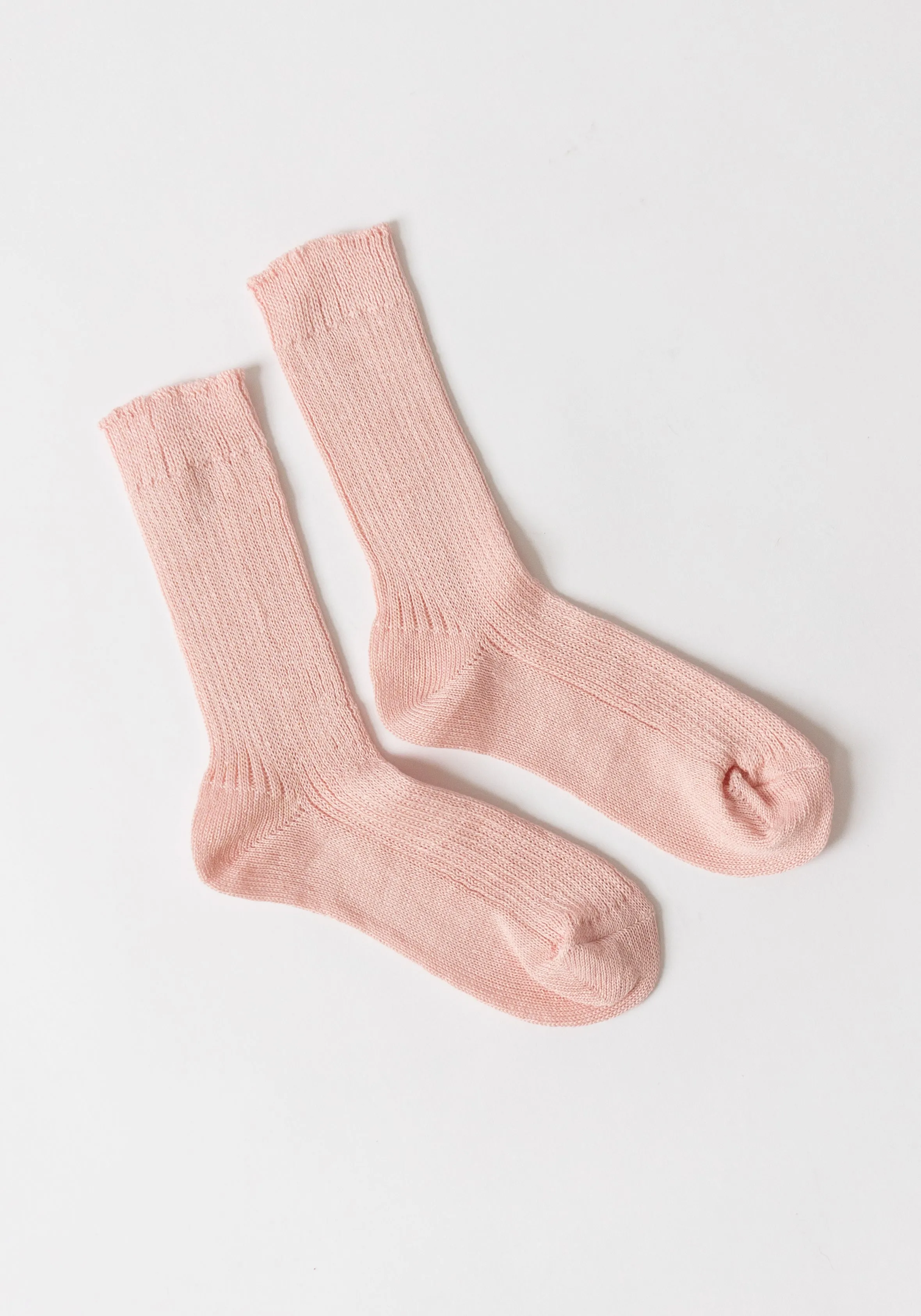 Linen Ribbed Socks in Blossom