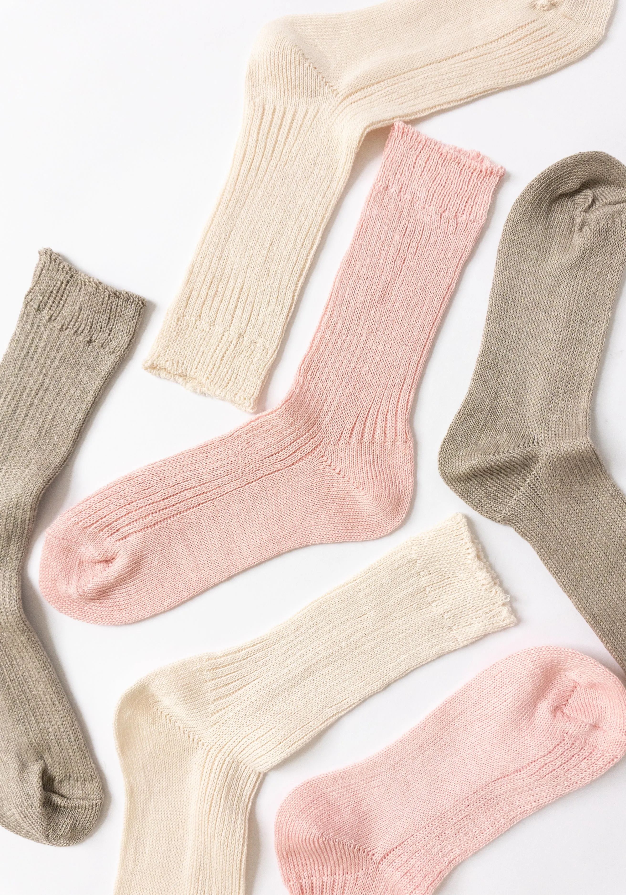 Linen Ribbed Socks in Blossom