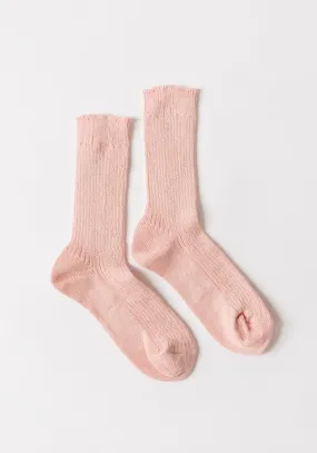 Linen Ribbed Socks in Blossom