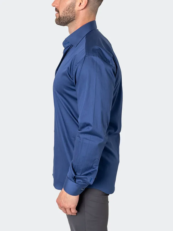 Maceoo Stretch Shirt | Fibonacci Storm Blue