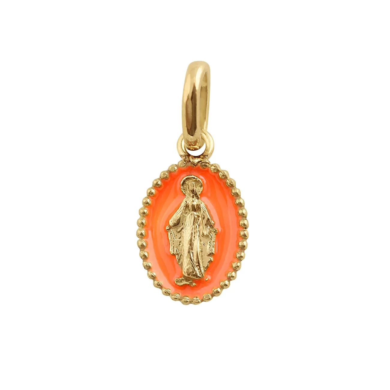 Madone Orange Resin pendant, Yellow gold