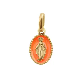 Madone Orange Resin pendant, Yellow gold