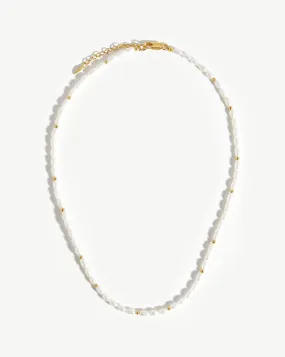 Medium Seed Pearl Beaded Necklace | 18ct Gold Plated/Pearl