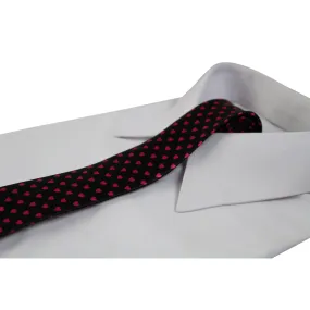 Mens Black With Pink Hearts 5cm Skinny Neck Tie