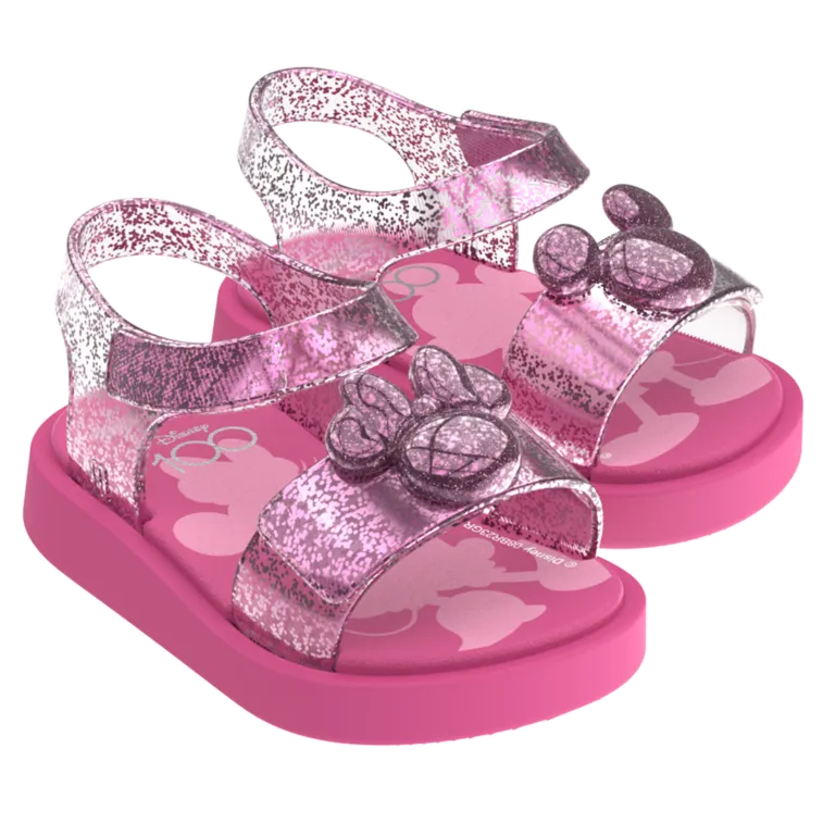 Mini Melissa Jump   Disney 100 Sandal BB - Pink / Glitter Pink