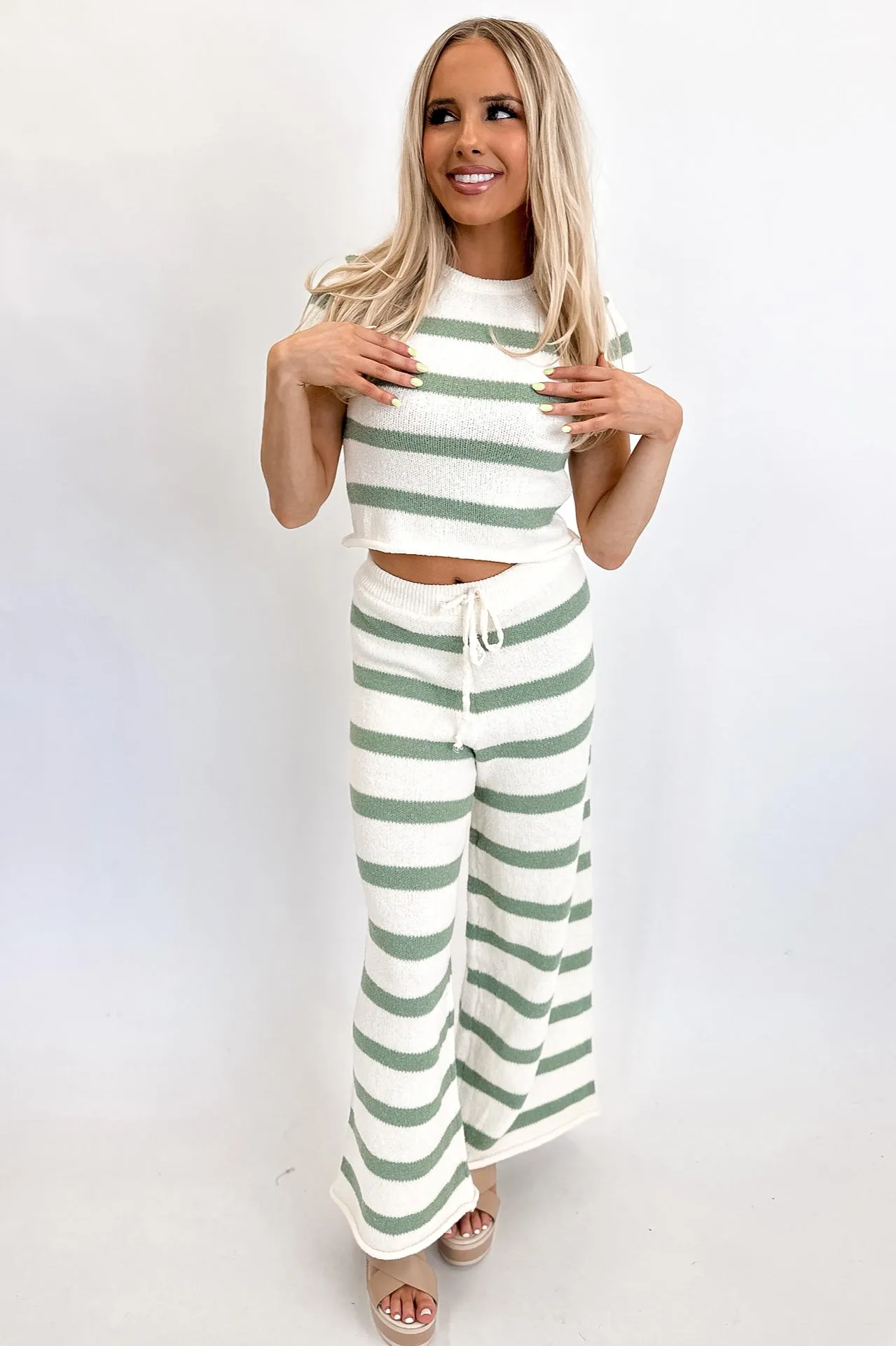 New Bloom Stripe Top Sage