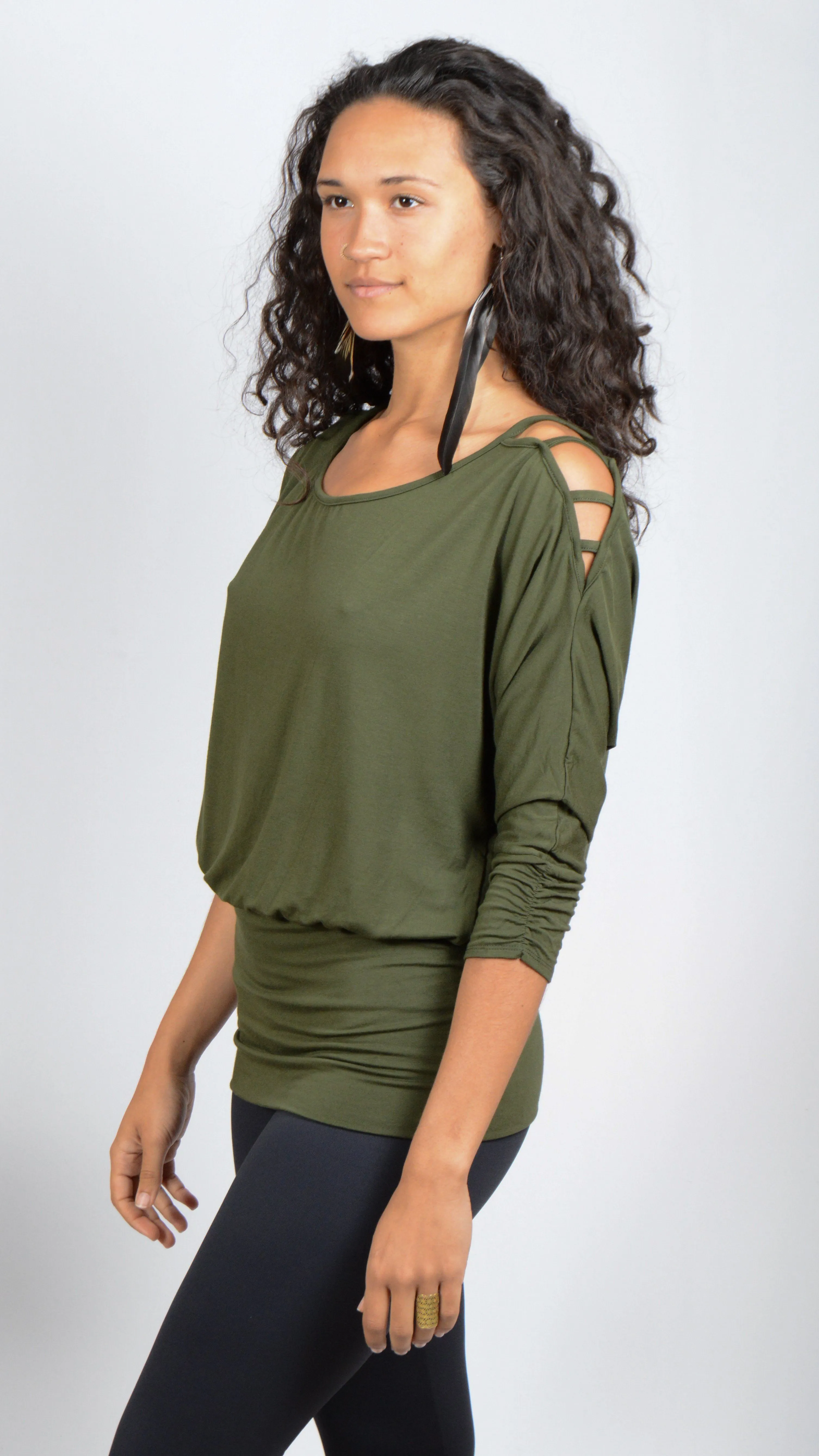 Open Shoulder Top 3/4 Sleeve